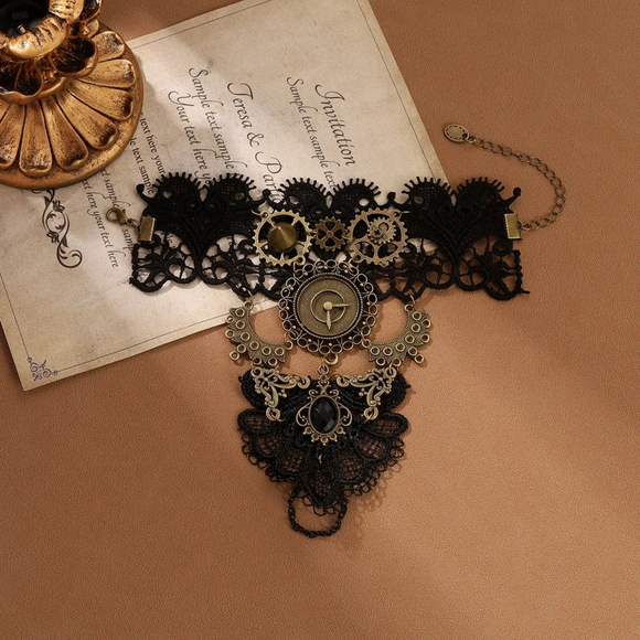 Steam Punk Bracelet Ring In Black - Picture 3 of 5